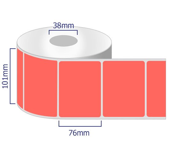 red permanent labels 101 x 76mm