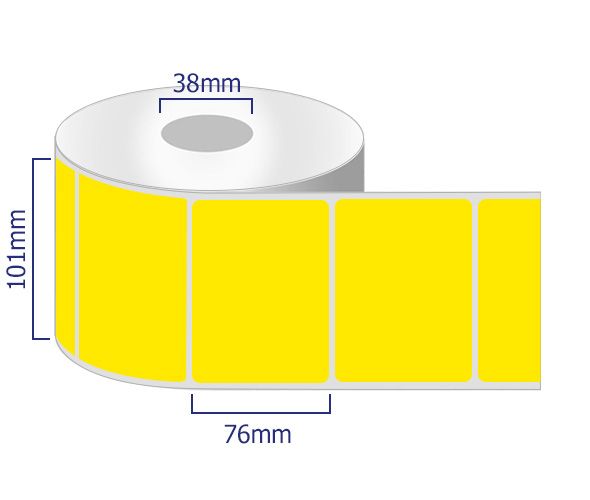 yellow permanent labels on rolls 101mm