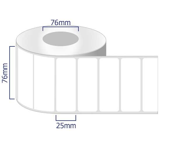 removable labels on rolls 76 x 25mm